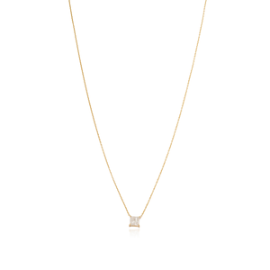 Nuevas llegadas: Collar con colgante solitario de diamante talla princesa simple en oro amarillo de 14 quilates, ideal para apilar, el regalo de joyería más vendido para ella. - Product Image 1