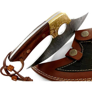 Cuchillo Ullu Burraq de Acero de Damasco Hecho a Mano con Mango de Madera, Cortador de Pizza, Funda de Cuero, Regalo de Aniversario para Actividades al Aire Libre - Product Image 2