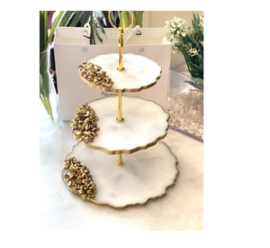 Epoxy Resin <b>Cake</b> Pedestal Display <b>Stand</b> <b>Cake</b> <b>Stand</b> Premium <b>3</b> <b>Tier</b> Dishwasher-Safe Dessert Fruit Display <b>Stand</b> - Product Image 3