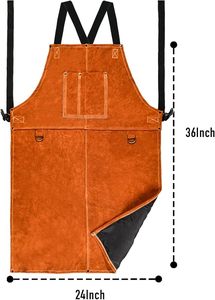 Delantal de Soldadura de Cuero Genuino, Estilo Babero Unisex con Correas Ajustables para Ropa de Trabajo Industrial - Product Image 6