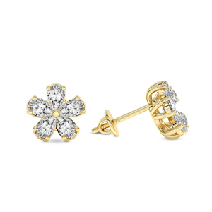Hermosos pendientes de oro macizo de 10k/12k/14k/18k con diseño de flor de margarita y diamantes de laboratorio de calidad VS1 VVS1 para mujer. - Product Image 4
