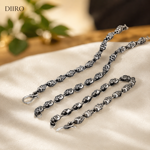 Collier chaîne crâne en argent sterling 925 pour homme, style punk, à porter au quotidien, bijoux chaîne à maillons en moissanite - Product Image 1