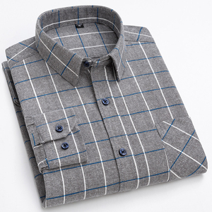 Custom Men's Plaid Flannel Shirt Long Sleeve Button Down Organic 100% Soft Cotton Checkered Casual Streetwear Workwear Overshirt - Product Image 4