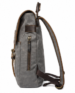 Vintage Canvas Leather Luxury Roll Top Portable <b>Backpack</b> Large Capacity Travel Laptop Compartment for <b>College</b> Office Use Men - Product Image 5
