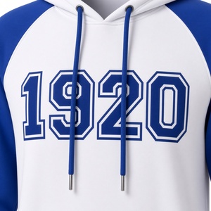 <b>Women</b> Greek Sorority <b>Hoodie</b> 1920 Chenille Varsity Number <b>White</b> Blue Color Block Raglan Fleece Hooded Pullover Kangaroo Pocket - Product Image 5
