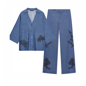 Gilet sans manches en jean vintage pour femme, coupe ample, longueur cheville, décontracté, imprimé numérique, écologique - Product Image 1