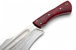 เครื่องมืออเนกประสงค์เหล็กดามัสกัสทำมือ ด้ามจับไม้เบิร์ลสีแดงทับทิม - Product Image 3