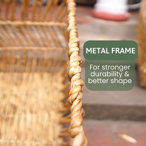 Set 4 Open-weave Storage <b>Baskets</b> <b>Hyacinth</b> Storage <b>Baskets</b> with Iron Wire Frame Made From Vietnam High Quality - Product Image 4