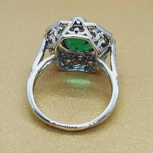 2.50Ct Art Deco Asscher Cut Moissanite Green <b>Emerald</b> Sterling <b>Silver</b> Rhodium Plated Prong Set Freshwater Pearl Luxury <b>Ring</b> - Product Image 2