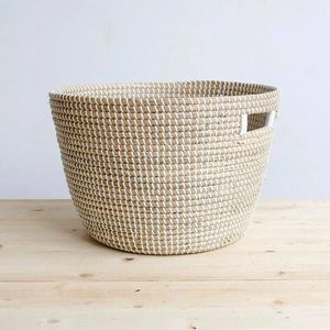 Minimalist Style Seagrass <b>Laundry</b> Hamper Collapsible Woven <b>Wicker</b> Kitchen Storage Organization For Home Organization - Product Image 4