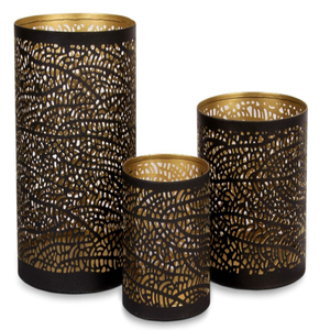 Set of 3 Black and Gold Metal Votive <b>Candle</b> Holders Decorative Tabletop Votive Holder Pillar Votive & Tealight <b>Candle</b> Holders - Product Image 1
