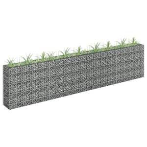 Jardinera Elevada Gabion de 141.7 x 11.8 x 35.4 Pulgadas, de Acero Galvanizado Plateado, Macetas y Jardineras - Product Image 1