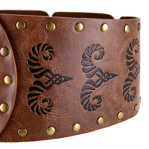Imra Impex Nuevo Cinturón de Cuero Marrón Estilo Punk para Mujer, Disfraz de Halloween, Cinturón Vikingo Medieval, Cinturones Anchos 2026 - Product Image 3