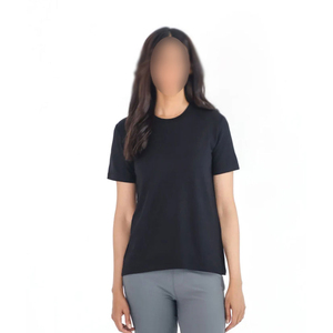 Camiseta Casual de Última Moda 2026, Servicio OEM, Nueva Llegada, Corte Holgado, Color Negro Sólido, Camisetas Casuales Lisas para Mujer - Product Image 1