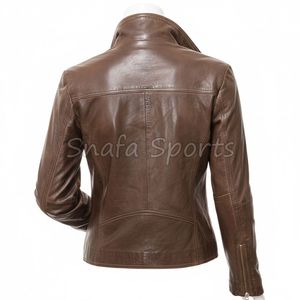 Abrigo de cuero para mujer a la moda, diseño estilo motero, perfecto para uso diario, combina comodidad y durabilidad. Chaquetas de cuero para damas. - Product Image 2