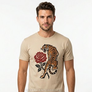 Camiseta Moderna para Hombre en Gris Oscuro con Estampado Geométrico de Corazón Dorado Art Deco, Camiseta Personalizada con Gráficos, Cuello Redondo, Corte Ajustado, Algodón - Product Image 6