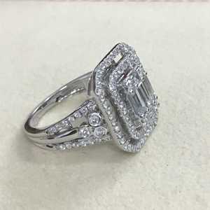 Anillo de Diamantes Reales de 1.12 Ct, Corte Redondo y Baguette, Diamante Blanco Natural, Anillo de Compromiso y Boda para Mujer, Plata de Ley 925 - Product Image 5