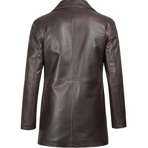 Abrigo Largo de Cuero para Hombre, Estilo Vintage, Chaqueta Gabardina Larga con Cierre de Botones, Forro Interior Suave y Moda Clásica de Invierno - Product Image 2