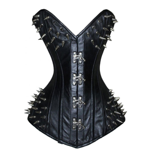 COSH <b>CORSET</b> Overbust Steelboned Firm Control Black Leather Lace Body Shaping Steampunk <b>Gothic</b> <b>Corset</b> - Product Image 2