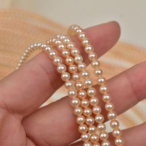 สร้อยคอมุกน้ำจืดธรรมชาติ จูจี้ ขนาด 3-4 มม. แสงสว่าง ไร้ตำหนิ คุณภาพดี สำหรับงาน DIY  ผงมุกทองจีน  ไข่มุกเม็ดเดี่ยว - Product Image 2