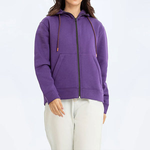 Women's Heavyweight Cotton Fleece Zip-Up Hoodie Long Sleeve French Terry Casual Style Drawstring Hooded Zip-Up Hoodie - Product Image 1