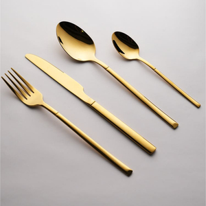 Ensemble de couverts modernes en acier inoxydable poli miroir or et argent, vaisselle écologique, couleur personnalisable pour - Product Image 2