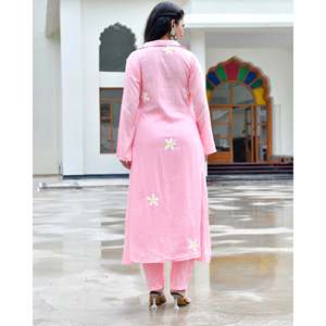 Conjunto de Kurta de Manga Larga Transpirable Color Durazno para Mujer, Talla XS - Product Image 1