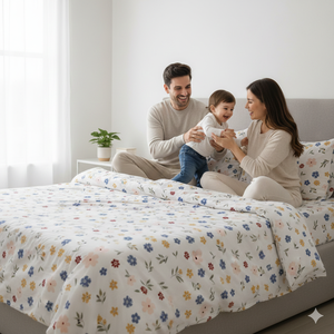 Parure de lit King Size toucher doux avec drap-housse à poches profondes et taies d'oreiller, imprimé rayé, 400 fils/cm², toutes saisons, inspiré des hôtels - Product Image 1