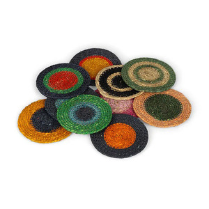 Handmade Round Seagrass Woven Coaster Placemats OEM Eco-Friendly Coaster set <b>Table</b> Decor Made from Vietnam HNH Craft - Product Image 3