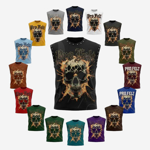 Whole Sale Custom Printed Solid Plain Color Sleeveless Tank Top Cotton Punk Rock Streetwear Summer Breathable Casual Fit T Shirt - Product Image 1