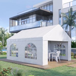Carpa Blanca para Fiestas de 16 Pies x 13 Pies con Puertas Dobles, Cuatro Ventanas Laterales para Bodas, Estructura de Acero para Fiestas y Eventos - Product Image 2