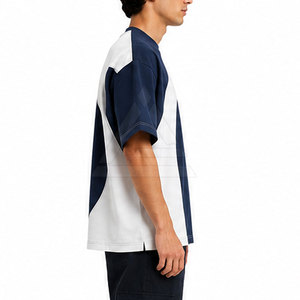 Camisetas de corte cuadrado con estilo, con un moderno diseño de bloques de color, mangas de material de algodón suave para ropa informal y a la moda. - Product Image 6