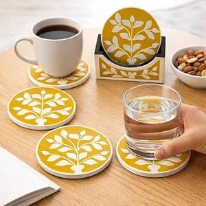 Modern Red Hexagon Ceramic <b>Coaster</b> Set Round <b>Heat</b> Resistant Table Mats Red football design <b>coaster</b> set for hotel - Product Image 5