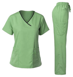 Uniformes Médicos de Hospital con Cuello en V en Oferta, Uniformes de Enfermería, Conjunto de Uniformes Quirúrgicos, Blusa de Manga Corta, Pantalones Jogger, Unisex, OEM, Tejido de Punto - Product Image 2