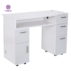 Table de manucure moderne blanche NEO avec finition acrylique pour salon de beauté des ongles - Product Image 4