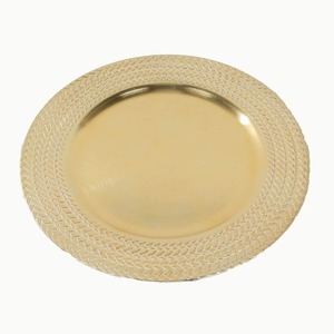 Assiette de service ronde élégante en métal martelé, acier inoxydable argenté, pour banquets et décoration de table d'hôtel - Product Image 6