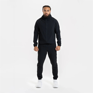 Custom Logo <b>Black</b> Latest Zipper <b>Windbreaker</b> Tracksuit Men's Set <b>Windbreaker</b> Set <b>Windbreaker</b> Hooded Jacket & <b>Windbreaker</b> Jogger - Product Image 1