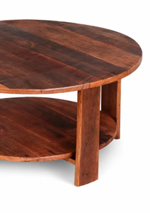 Tables basses rondes en bois massif de style américain vintage de luxe pour salon - Product Image 6