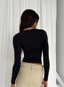 เสื้อยืดแขนยาวลำลองสำหรับผู้หญิง ระบายอากาศได้ดี สีพื้น ทรงปกติ สวมใส่สบายๆ สไตล์สตรีทแวร์ ผลิตจากโพลีเอสเตอร์ 100% เหมาะสำหรับฤดูใบไม้ผลิและฤดูใบไม้ร่วง - Product Image 5