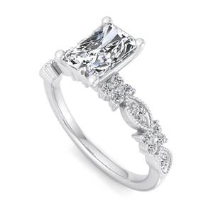 Bague de fiançailles de luxe en or rose avec diamant taille radiant, style <span class=keywords><strong>vintage</strong></span>, sertie de milgrain, bande marquise, ensemble de mariage, bijoux fantaisie pour femme, cadeau - Product Image 6