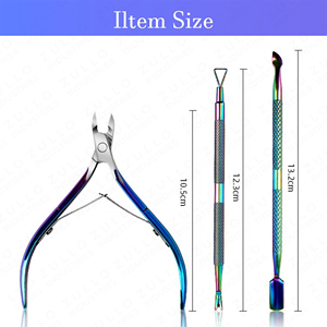 Kit de manucure en acier inoxydable titane noir, pince à cuticules, repousse-cuticules, grattoir à ongles avec emballage personnalisé OEM - Product Image 4