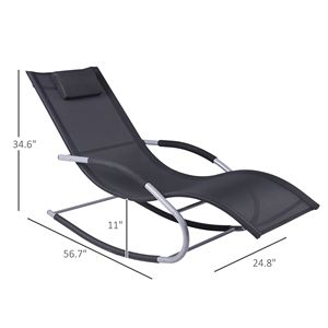 Black <b>Zero</b> <b>Gravity</b> Rocker with Detachable Pillow Ultimate Relaxation Garden <b>Chair</b> - Product Image 3