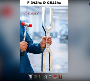 Diapasons en aluminium CHAKRA pour la thérapie sonore, fréquences 256-528 Hz, 3 pieds, garantie de 3 ans - Product Image 4