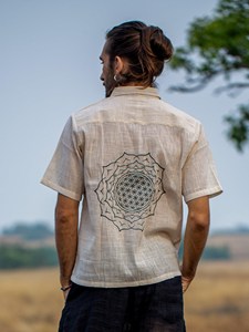 เสื้อเชิ้ตแขนสั้นผ้าคอตตอน Khadi สำหรับผู้ชายเสื้อเชิ้ตสีขาว-ขาวผิวด้านลำลองระบายอากาศได้แบบติดกระดุมสำหรับฤดูร้อน - Product Image 4