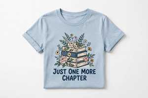 Women's <b>Light</b> Blue Summer Jersey Breathable Book Stack Graphic T-Shirt Just One More Chapter Printed Casual O-<b>Neck</b> Tee - Product Image 2