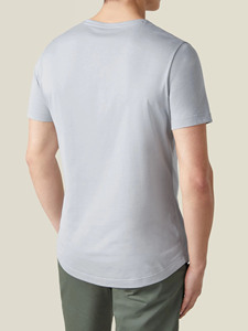 Mens <b>Light</b> Gray O <b>Neck</b> T Shirt Short Sleeve Regular Fit Cotton Jersey Knit Casual Solid Color Comfortable Daily Wear Tee - Product Image 2