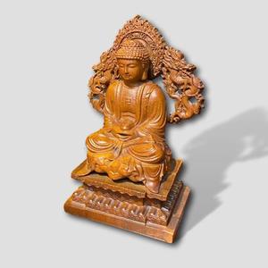 Estatua de Buda de Madera de Palisandro Hecha a Mano en Vietnam con Base de Loto, Decoración Espiritual de Madera - Product Image 1