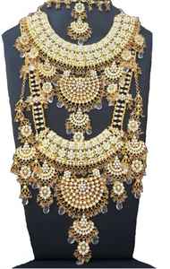 Indian Trendy Classic Choker Engagement Anniversary Wedding Party <b>Gift</b> Set Traditional Crystal Kundan Faux Pearl Alloy Gold - Product Image 4