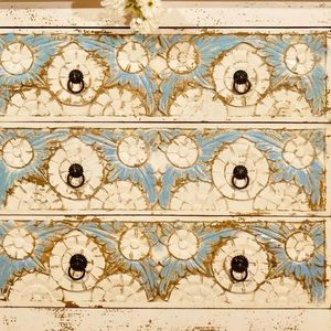 Vintage Solid Wood Farmhouse Drawers Cabinet Handmade <b>Storage</b> <b>Chest</b> Distressed Floral Shaker Door Console Cabinet for Living - Product Image 3