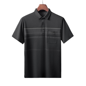 Camiseta POLO para hombre con diseño de logotipo personalizado OEM, camiseta de manga corta de mediana edad antiarrugas sin costuras de seda helada, tendencia de solapa - Product Image 1